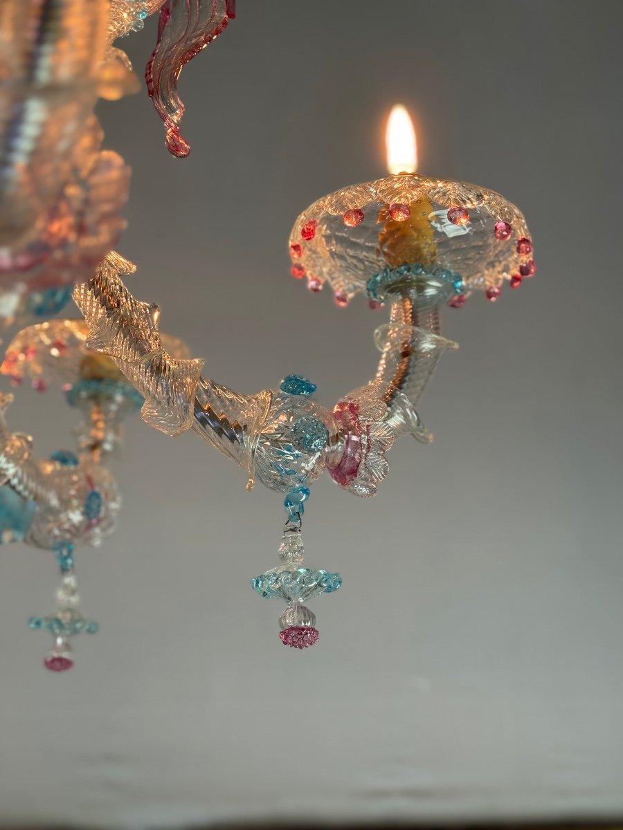 Moderno Lampadario Rezzonico in vetro di Murano multicolore Circa 1900 in vendita