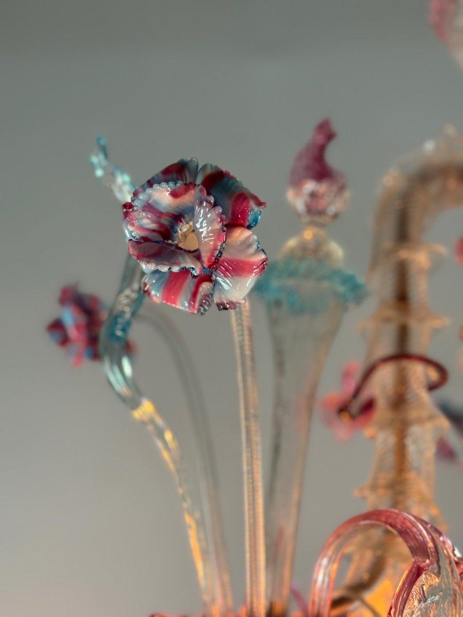 Italiano Lampadario Rezzonico in vetro di Murano multicolore Circa 1900 in vendita