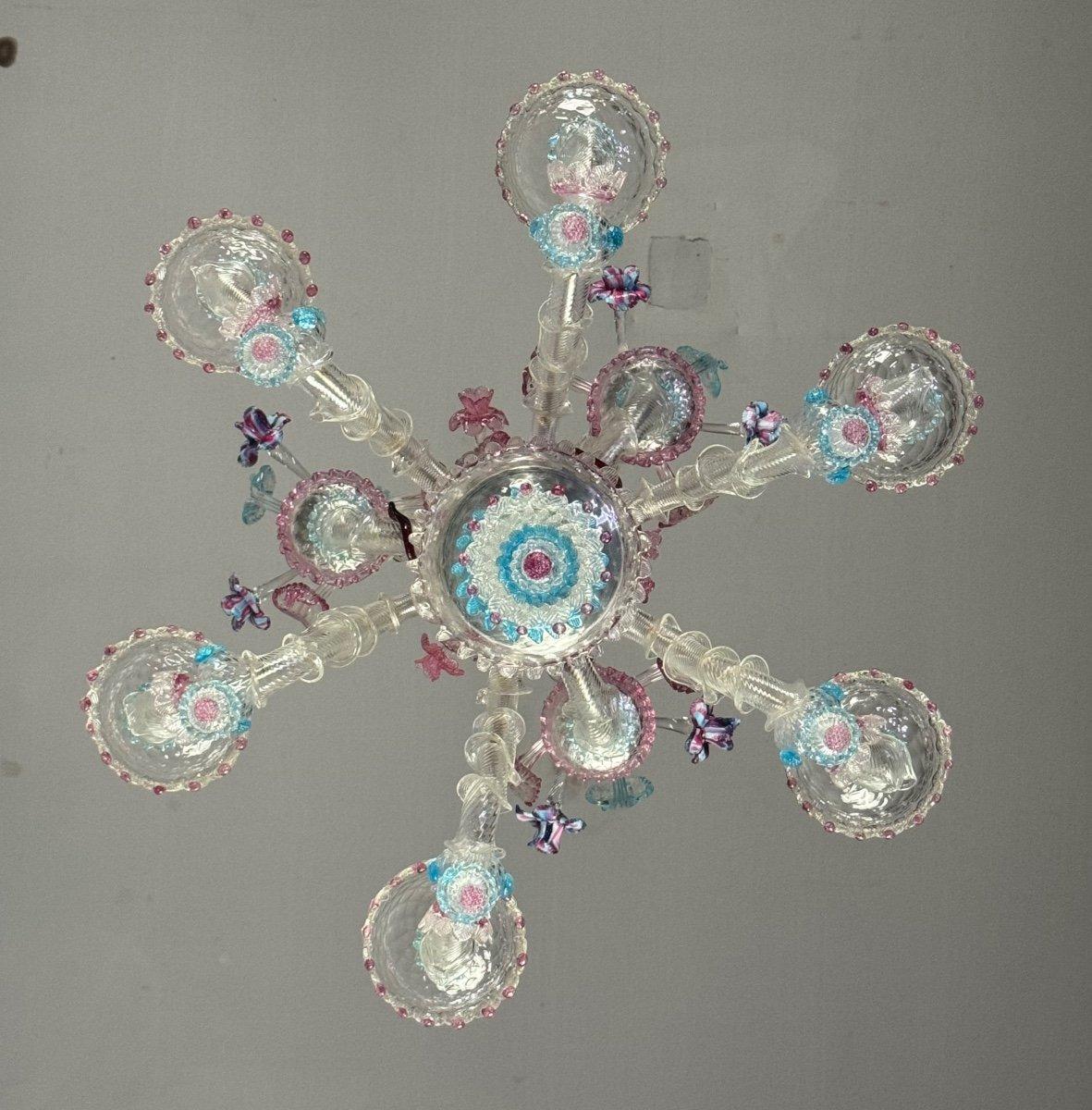 Lampadario Rezzonico in vetro di Murano multicolore Circa 1900 in vendita 2