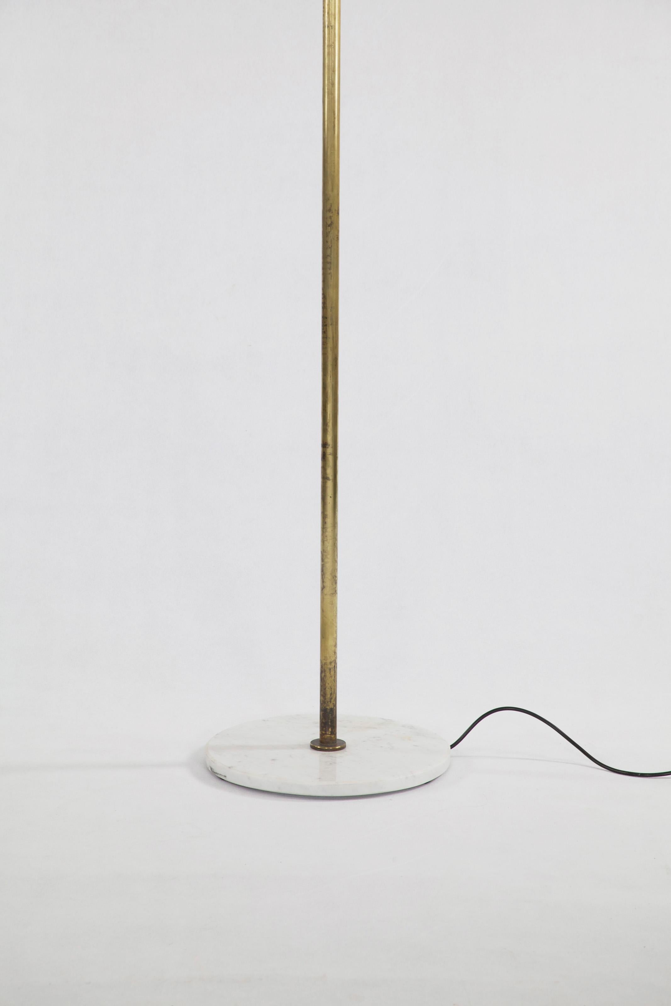 Italian Floor Lamp with Red White Black Colored Metal Shades, Marble Base, 1950s For Sale 6