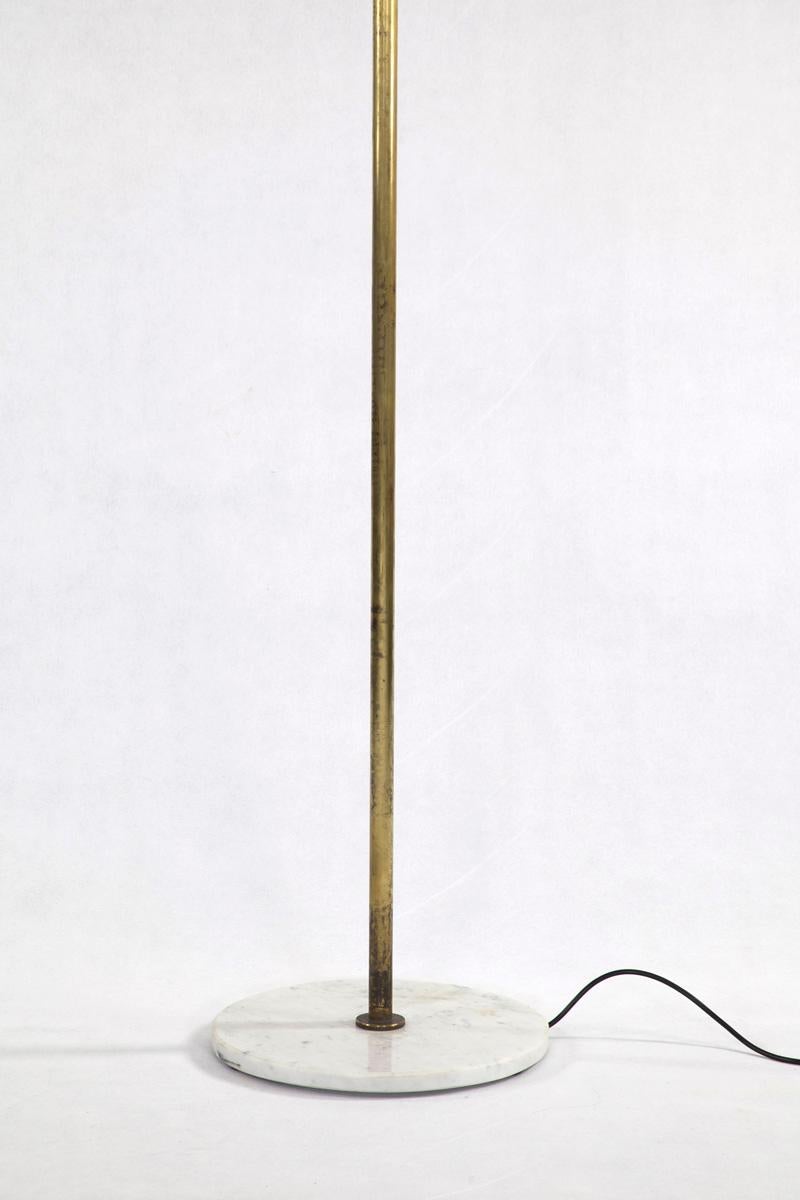 Italian Floor Lamp with Red White Black Colored Metal Shades, Marble Base, 1950s For Sale 7