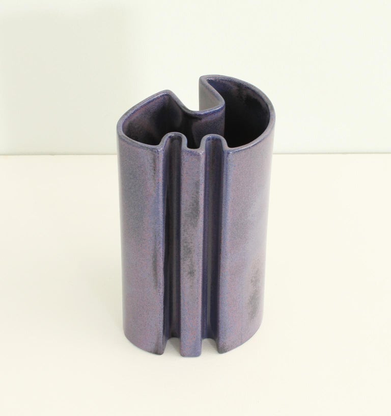 Multifaced Ceramic Vase by Angelo Mangiarotti for Brambilla For Sale 8
