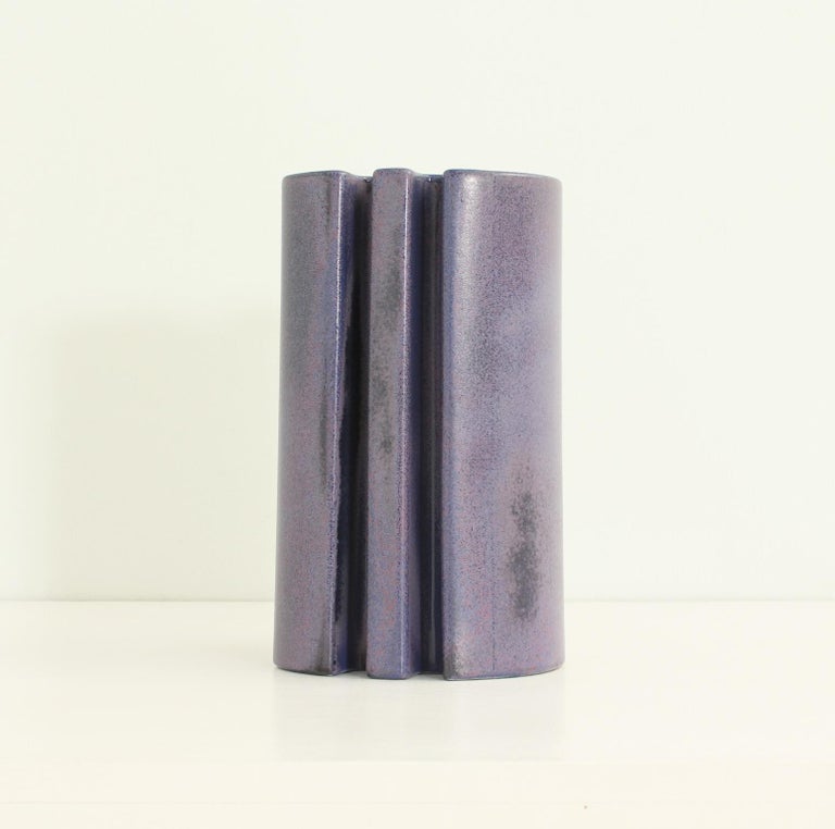 Mid-Century Modern Multifaced Ceramic Vase by Angelo Mangiarotti for Brambilla For Sale