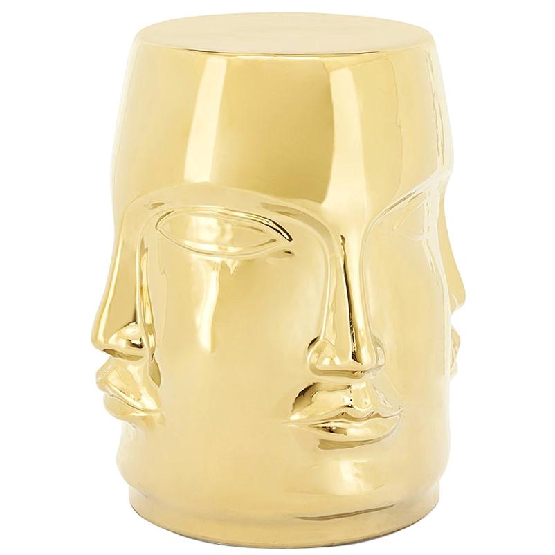 Multifaces Gilded Stool For Sale