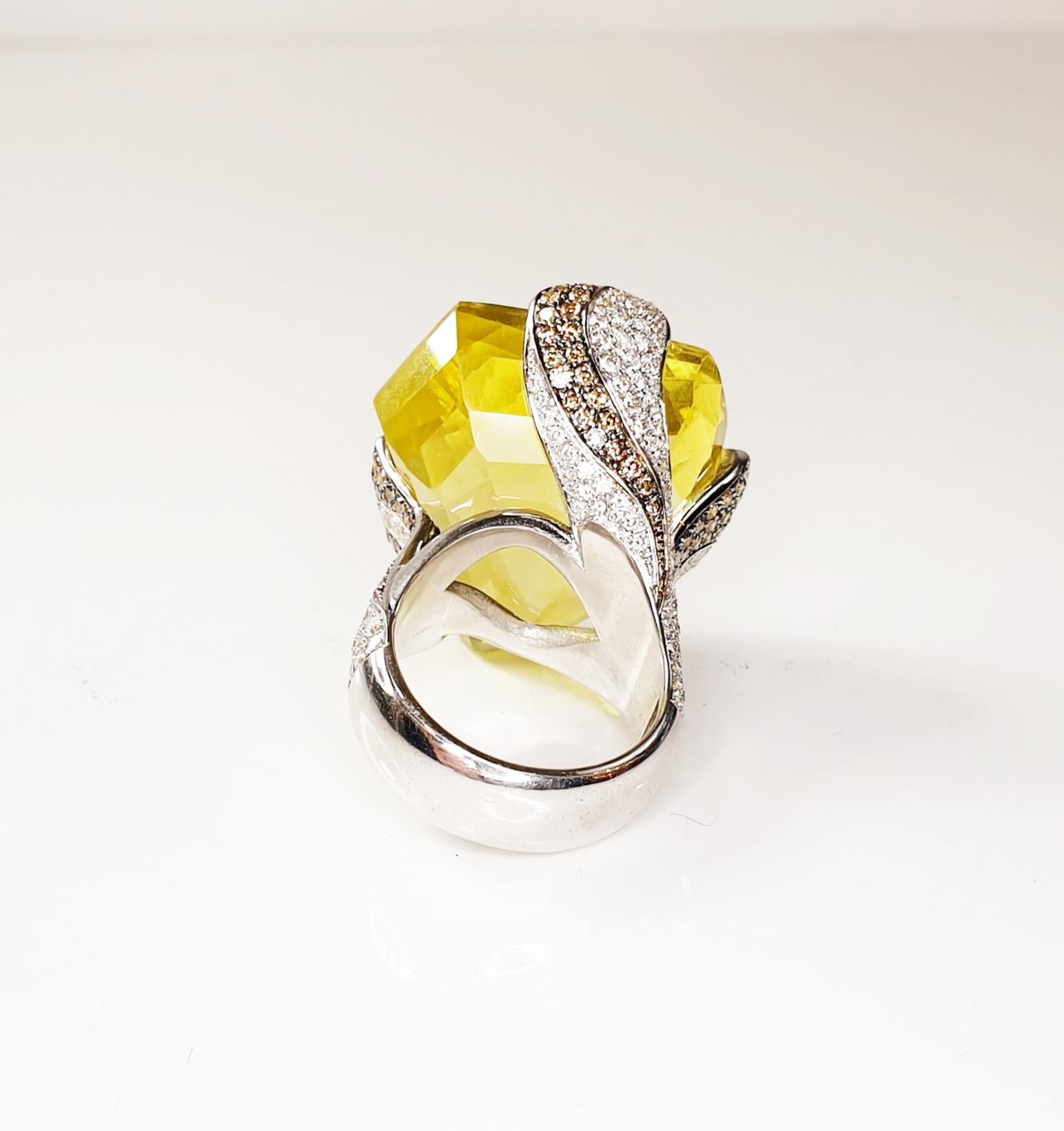 Multifaceted 51ct Citrine Quartz with Diamonds and 18k white gold ring
Irama Pradera is a dynamic and outgoing designer from Spain that searches always for the best gems and combines classic with contemporary mounting and styles.

This 35ct amethyst