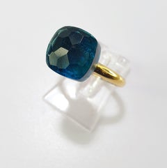 Multifaceted Blue London Topaz  18k  White and Yellow gold  Ring