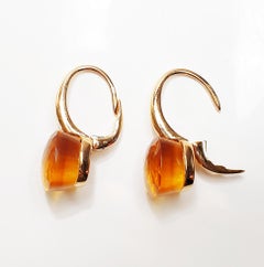 Multifaceted  Nudo Style 18k gold Citrine Dangle Earrings