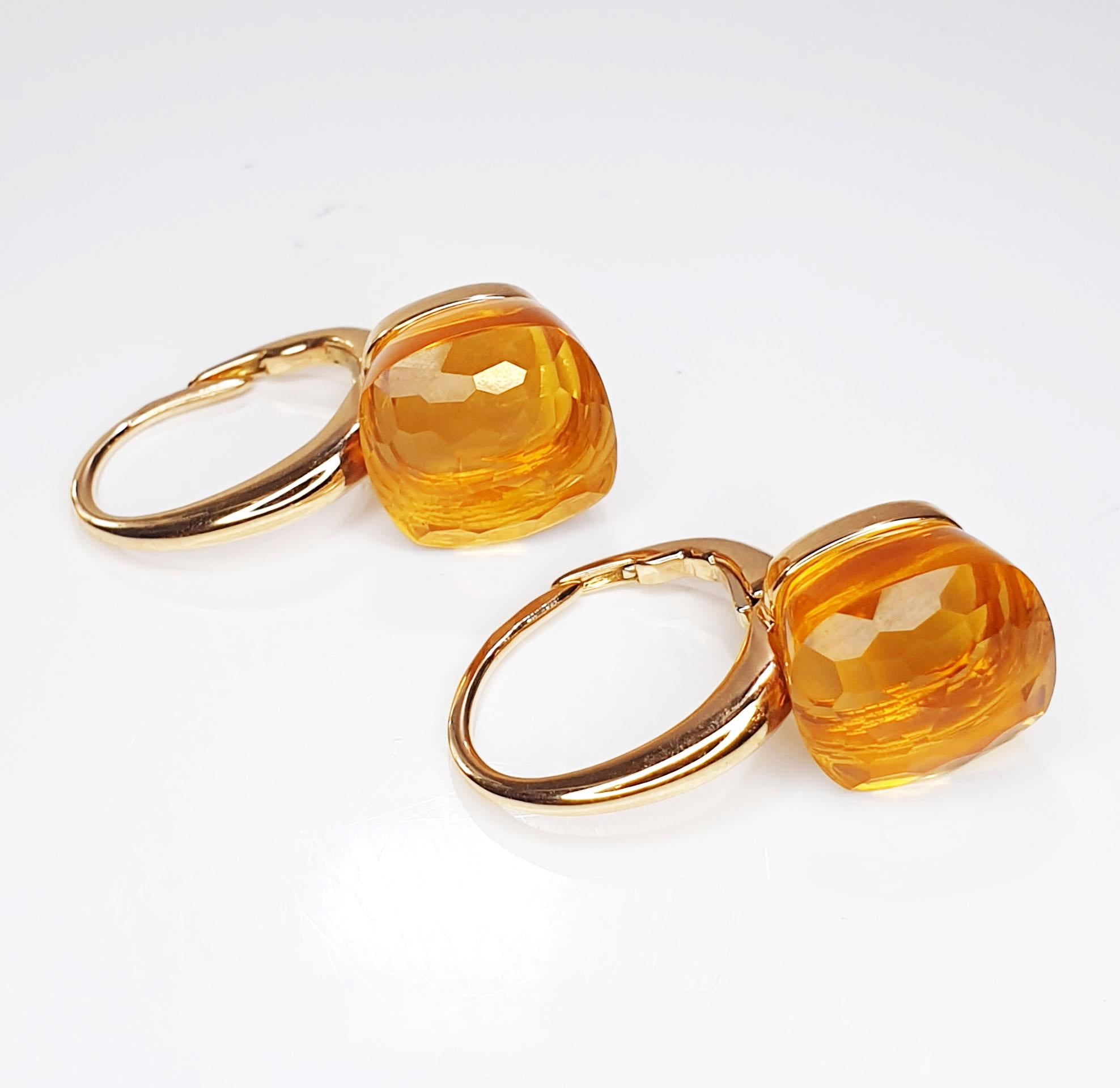 Multifaceted  Nudo Style 18k gold Citrine Dangle Earrings In New Condition For Sale In Bilbao, ES
