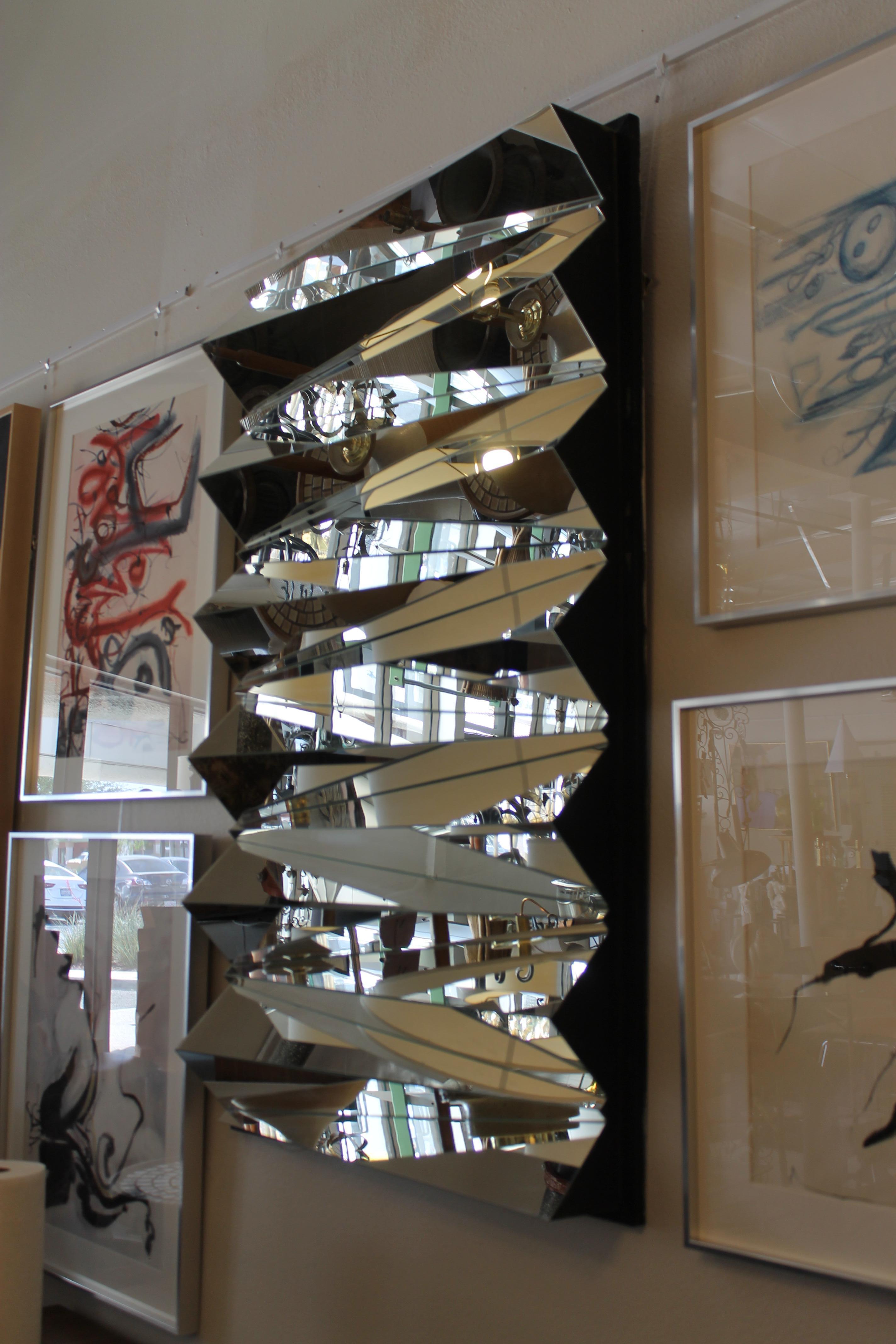 Late 20th Century Multifaceted Glass Mirror, in the Style of Neal Small