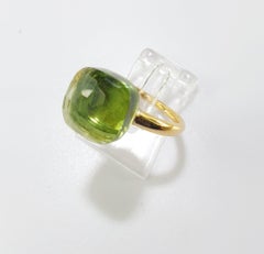 Multifaceted Green Eden Quartz 18K White and Yellow Gold Fashion Ring