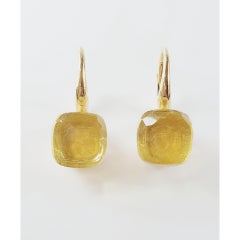 Orecchini pendenti in oro 18 carati con gemma Nudo sfaccettata di quarzo Lemmon