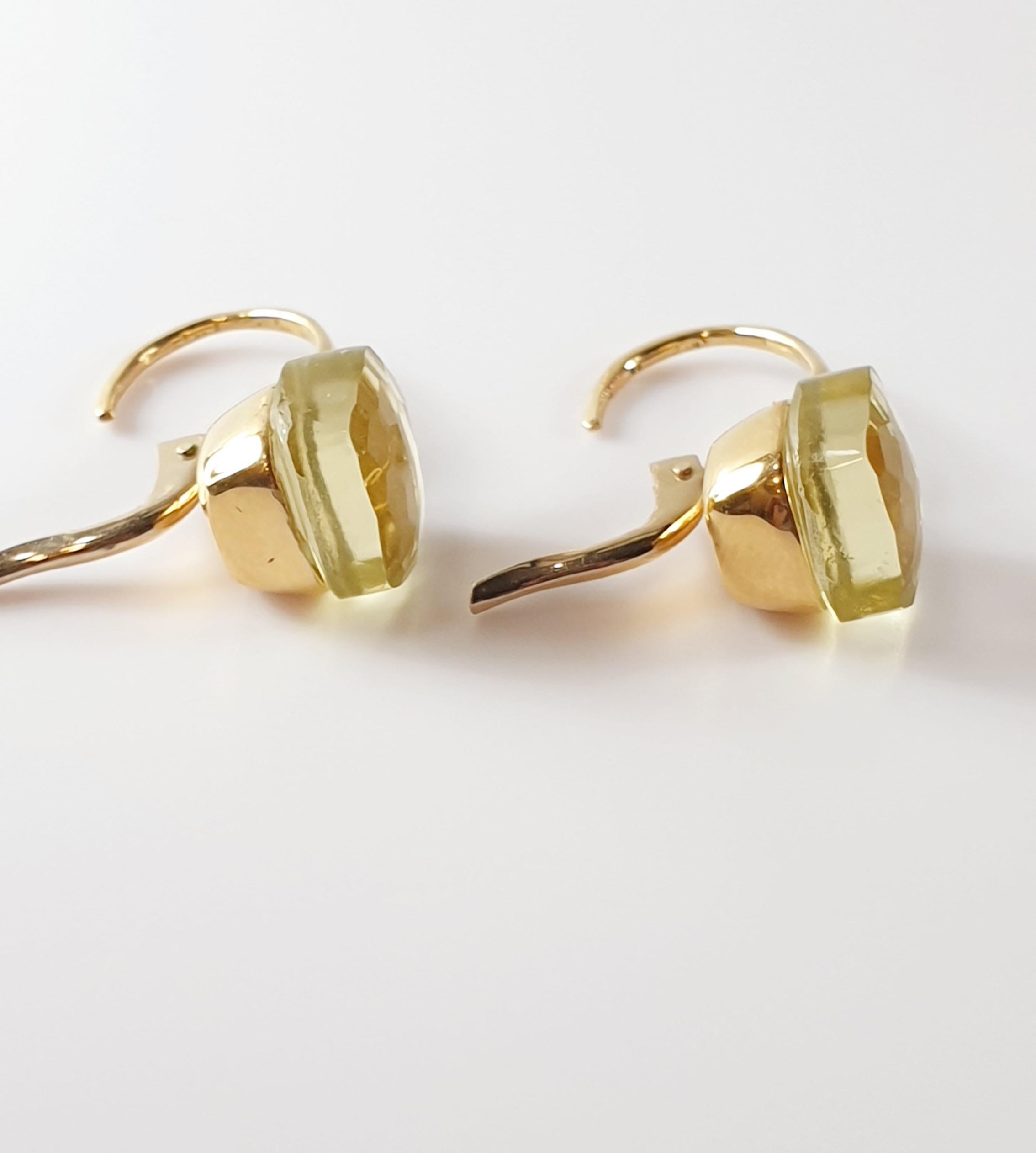 Multifaceted Lemmon Quartz 18 Karat Rose Gold Dangle Earrings In New Condition In Bilbao, ES