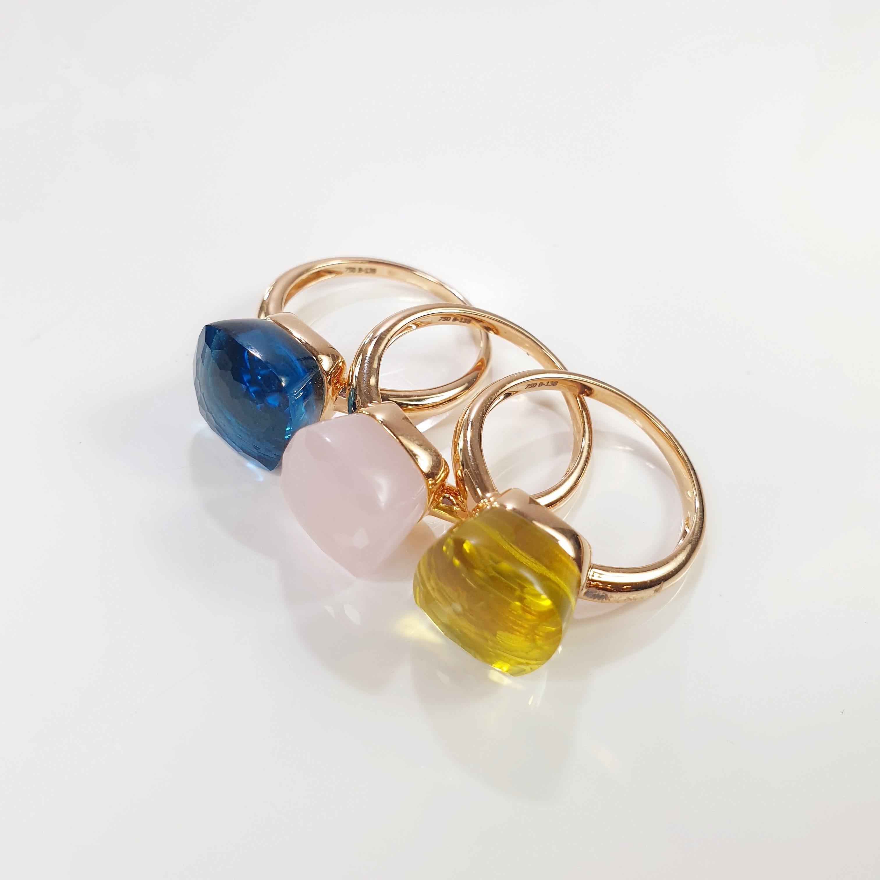 Crisscut Multifaceted Lemmon Quartz 18 Karat yellow Gold Fashion Ring For Sale
