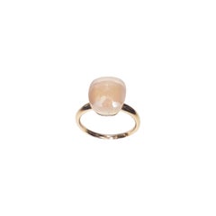 Multifaceted Salmon Quartz 18 Karat Rose Gold Dangle Ring