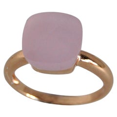 Multifaceted Pink Quartz 18 Karat Rose Gold Dangle Ring
