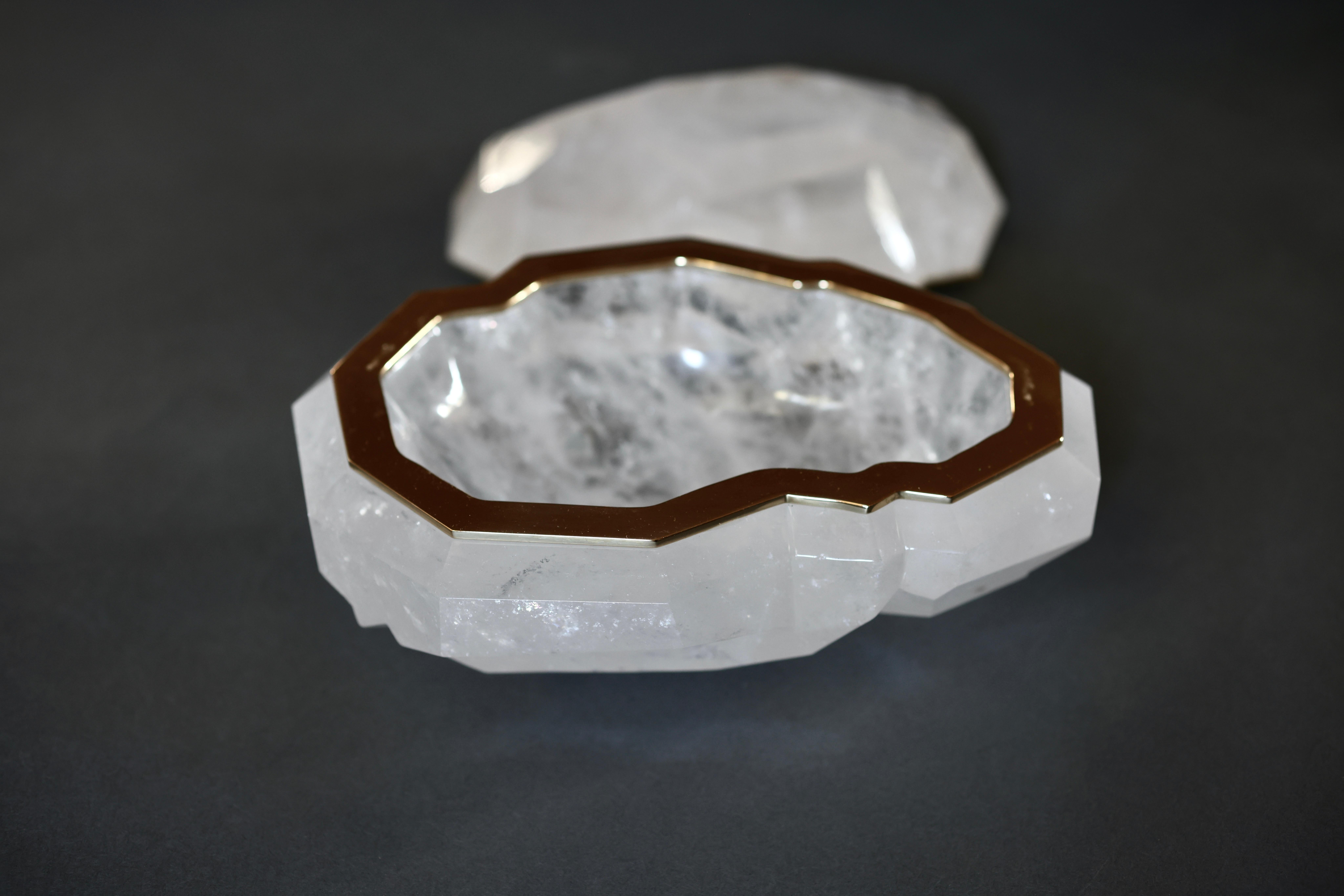 Contemporary Multifaceted Rock Crystal Boxes by Phoenix For Sale