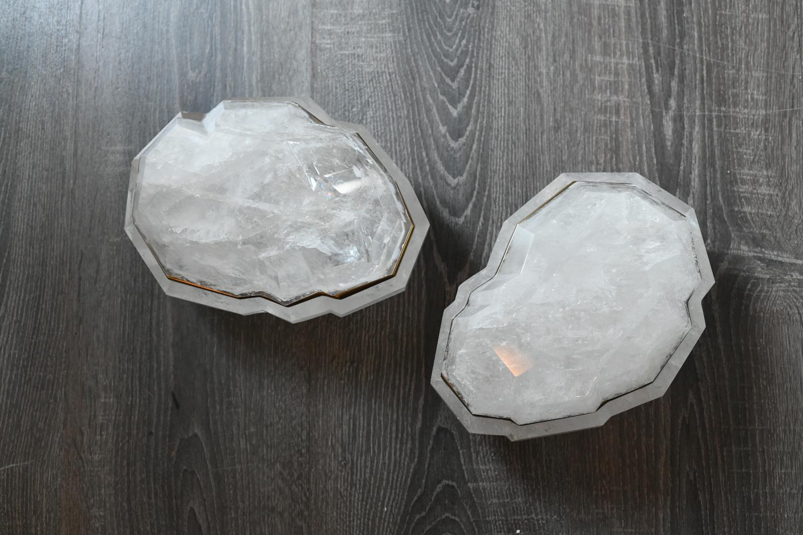 Multifaceted Rock Crystal Boxes by Phoenix For Sale 1