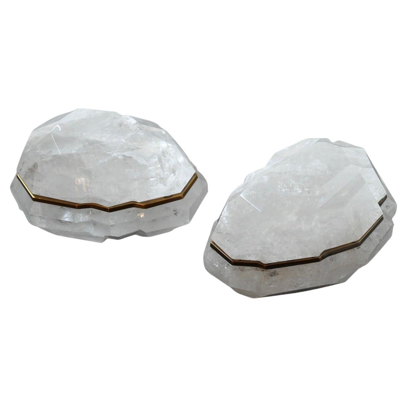 Multifaceted Rock Crystal Boxes by Phoenix For Sale