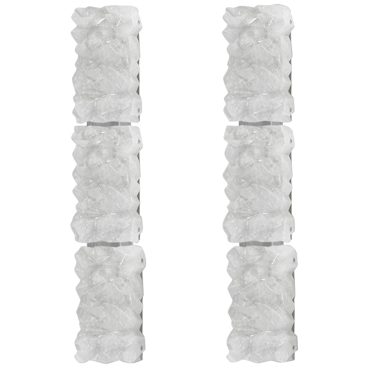 Multifaceted Rock Crystal Sconces by Phoenix For Sale
