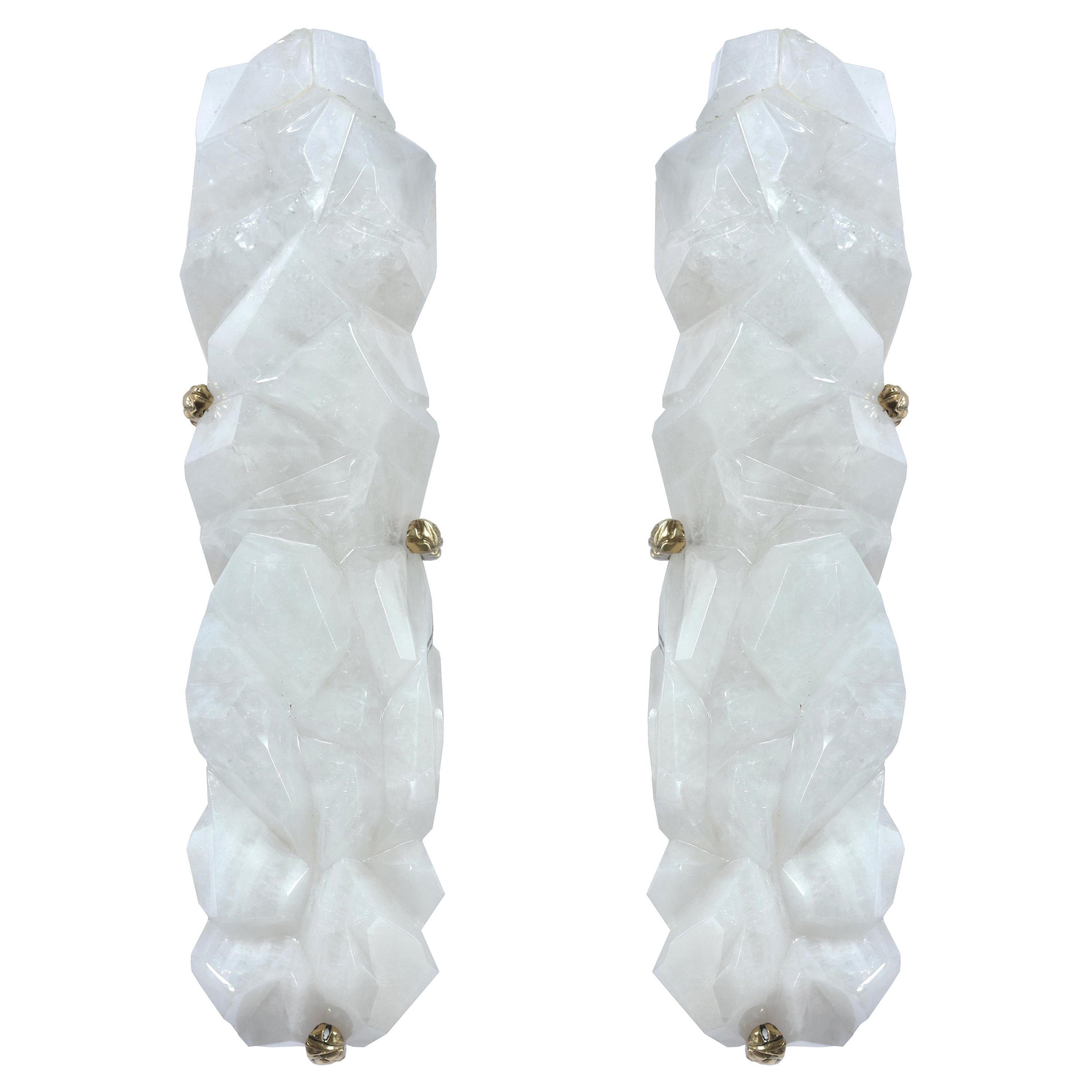 Multifaceted Rock Crystal Sconces by Phoenix