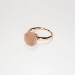 Multifaceted Salmon Blush Quartz 18kt  Gold Dangle Ring