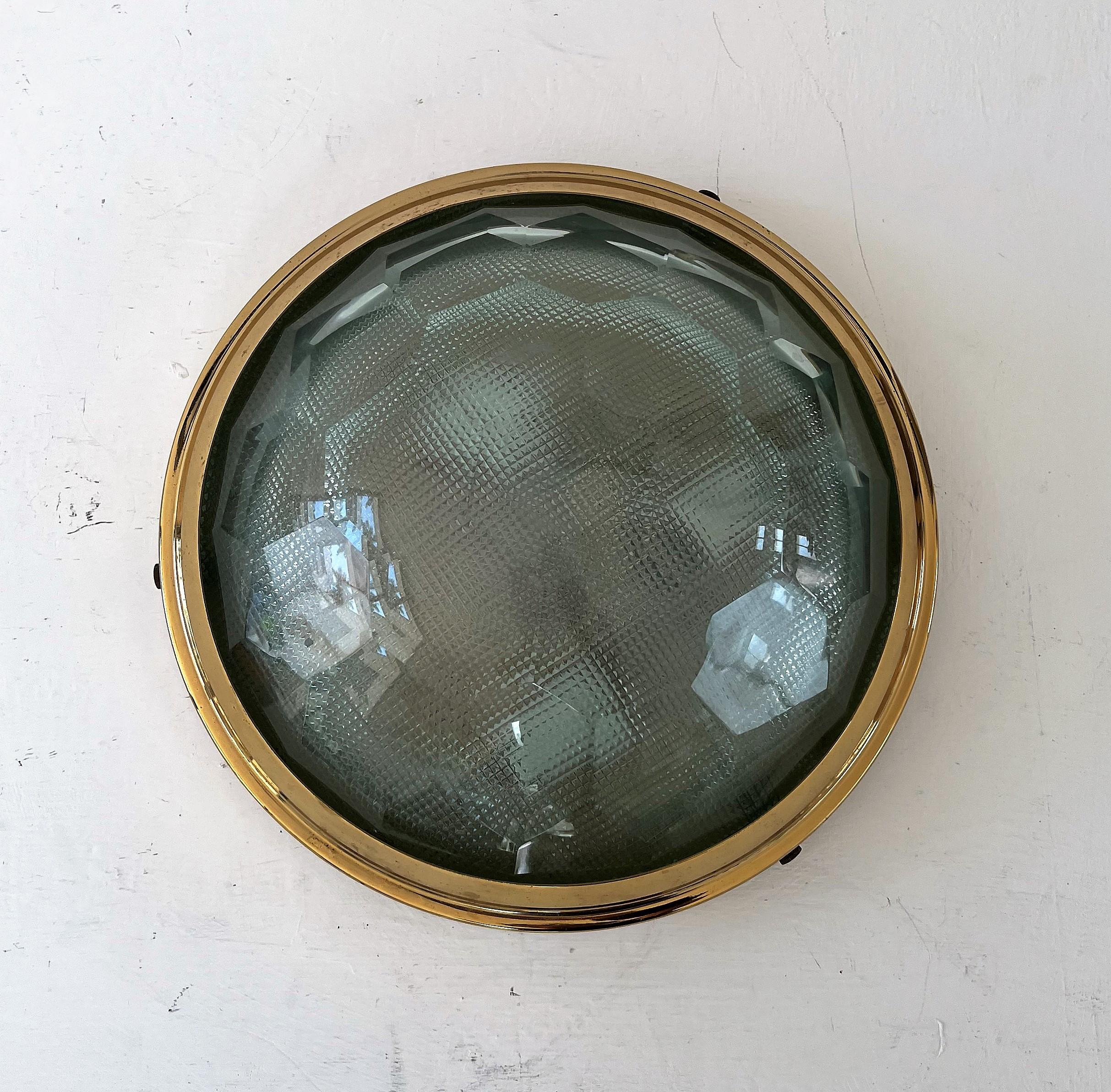 Space Age Multifaceted Sconce or Flush Mount, made in Italy circa 1960 For Sale