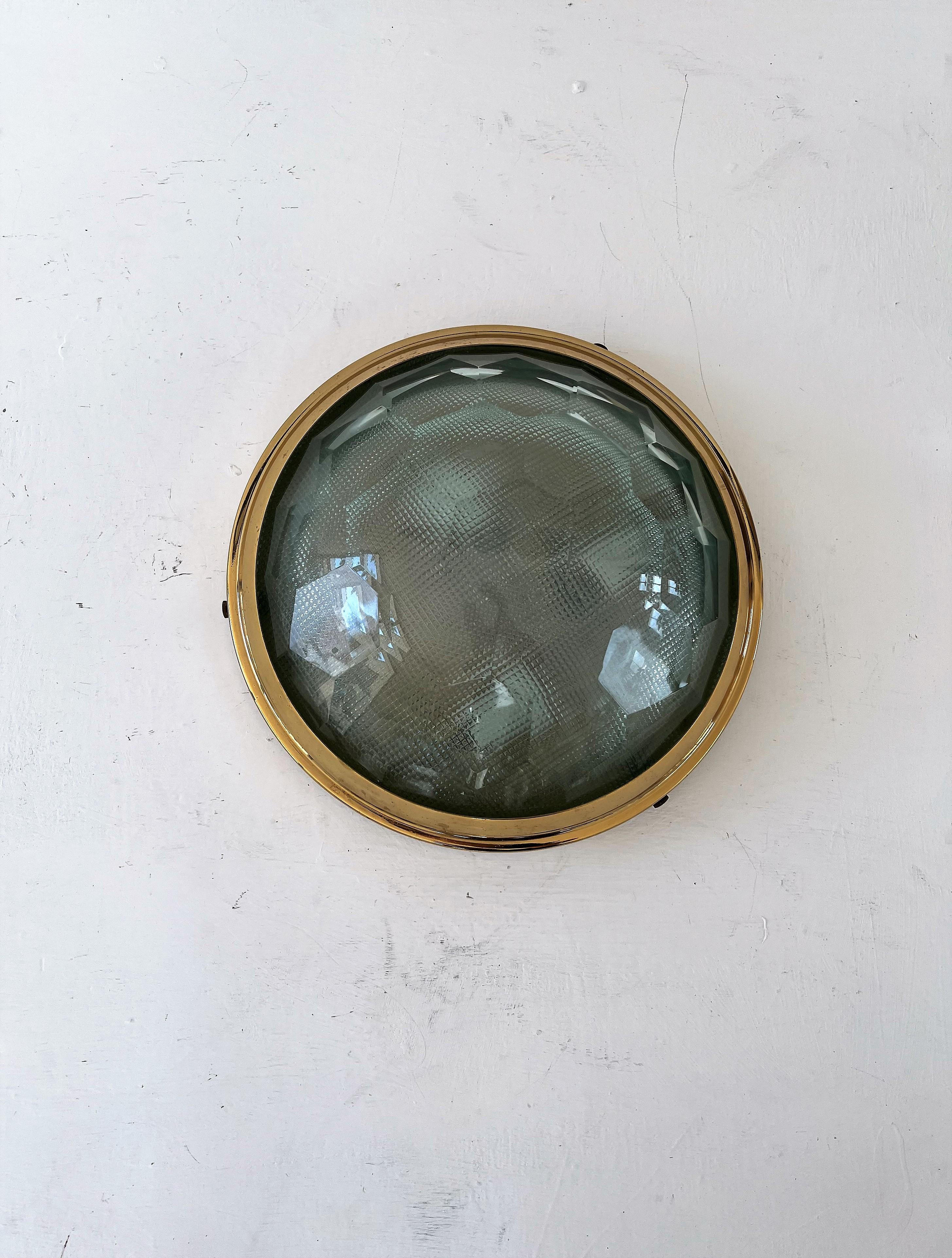 Multifaceted Sconce or Flush Mount, made in Italy circa 1960 For Sale 1