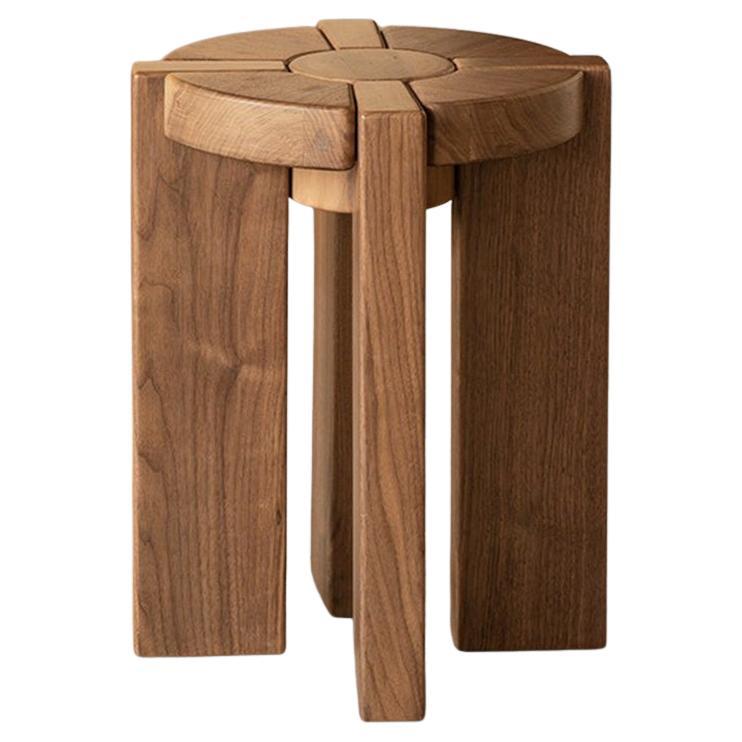 Multiflora Contemporary Walnut Stool