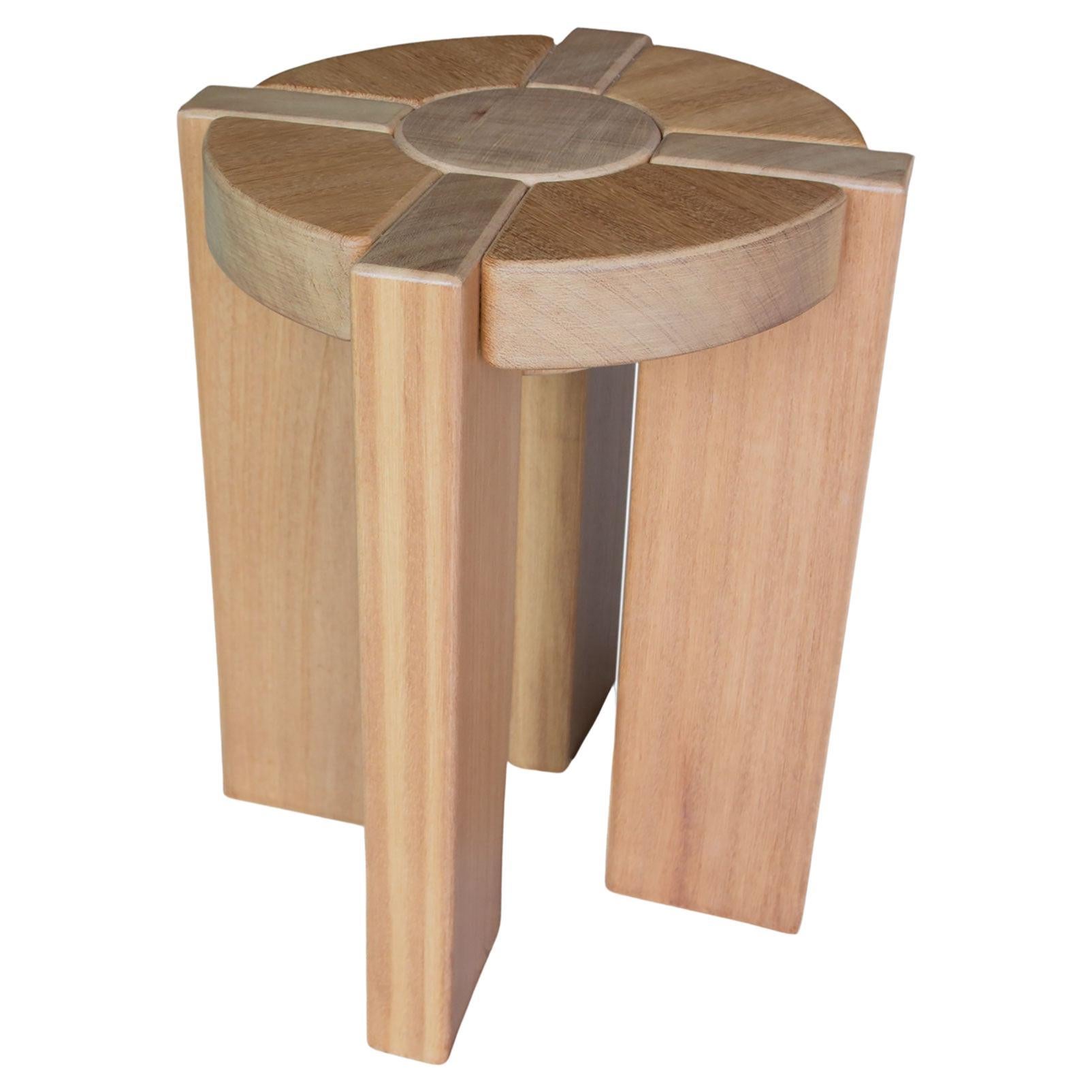 Multiflora, Stool or Side-Table, made of teak inspired by symbols. For Sale