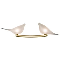Multiforme for Cosulich Italian Organic Frosted Glass Bird Satin Gold Sconce