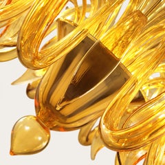 Italian Chandelier, 12 arms Amber Murano Glass by Multiforme