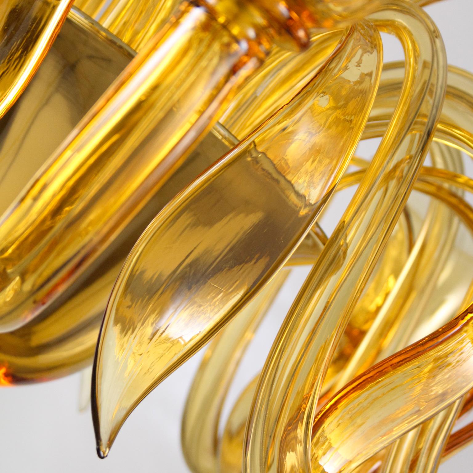 Lustre italien, 12 bras en verre de Murano ambré par Multiforme  Neuf - En vente à Trebaseleghe, IT