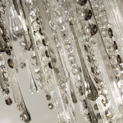Lampada da soffitto, elementi in vetro trasparente, grigio e cristalli tagliati da Multiforme