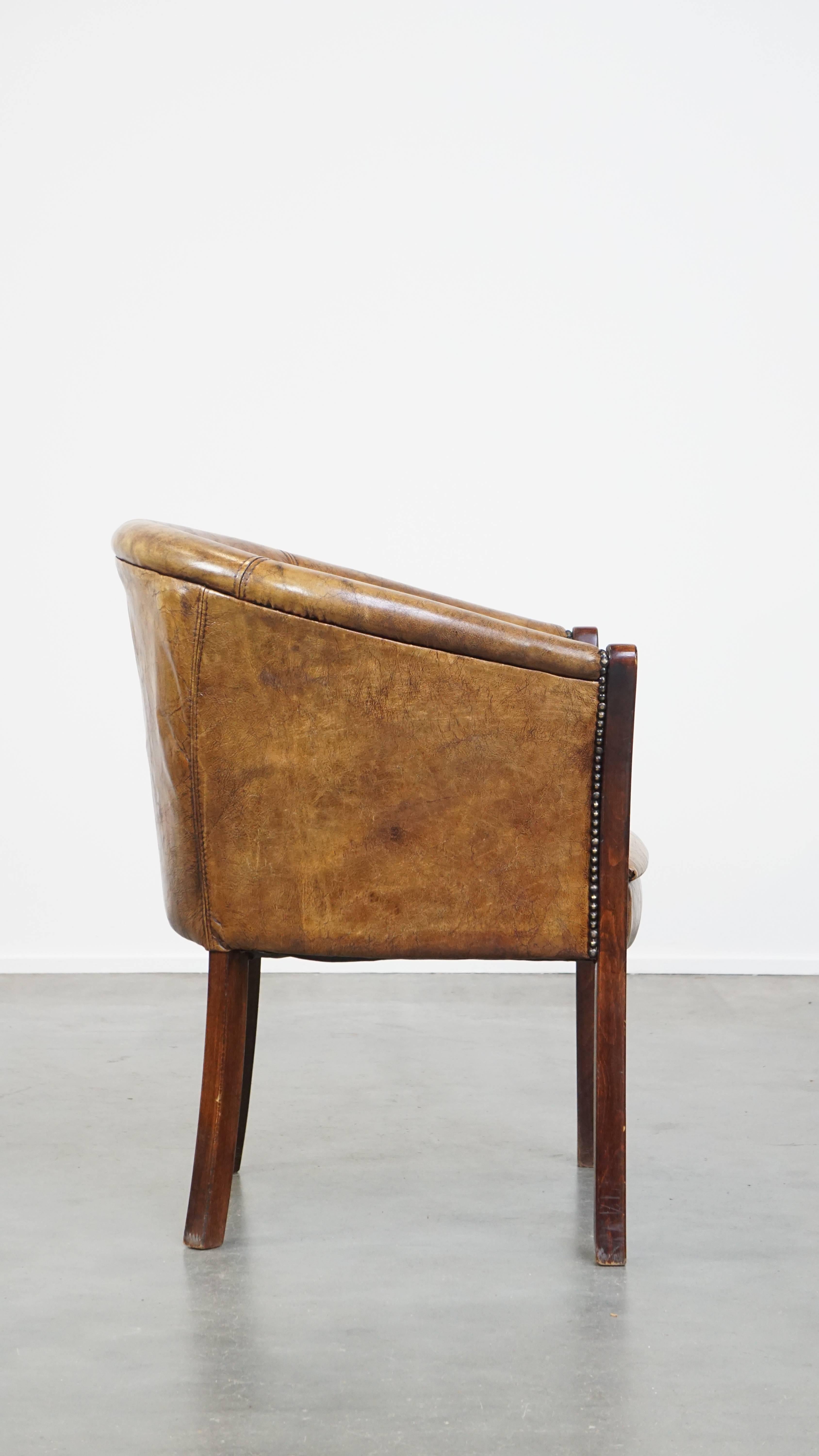 Hand-Crafted Multifunctional cowhide tub chair/side chair For Sale