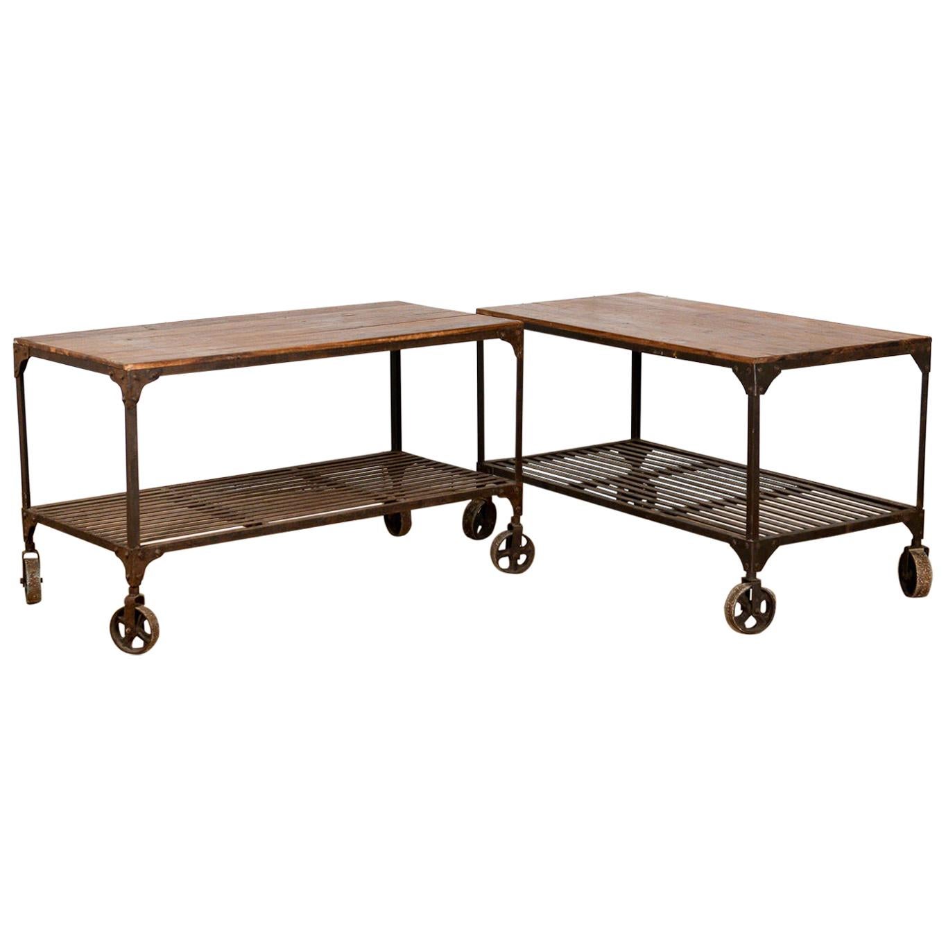 Multifunctional Industrial Wheeled Table, 20th Century For Sale