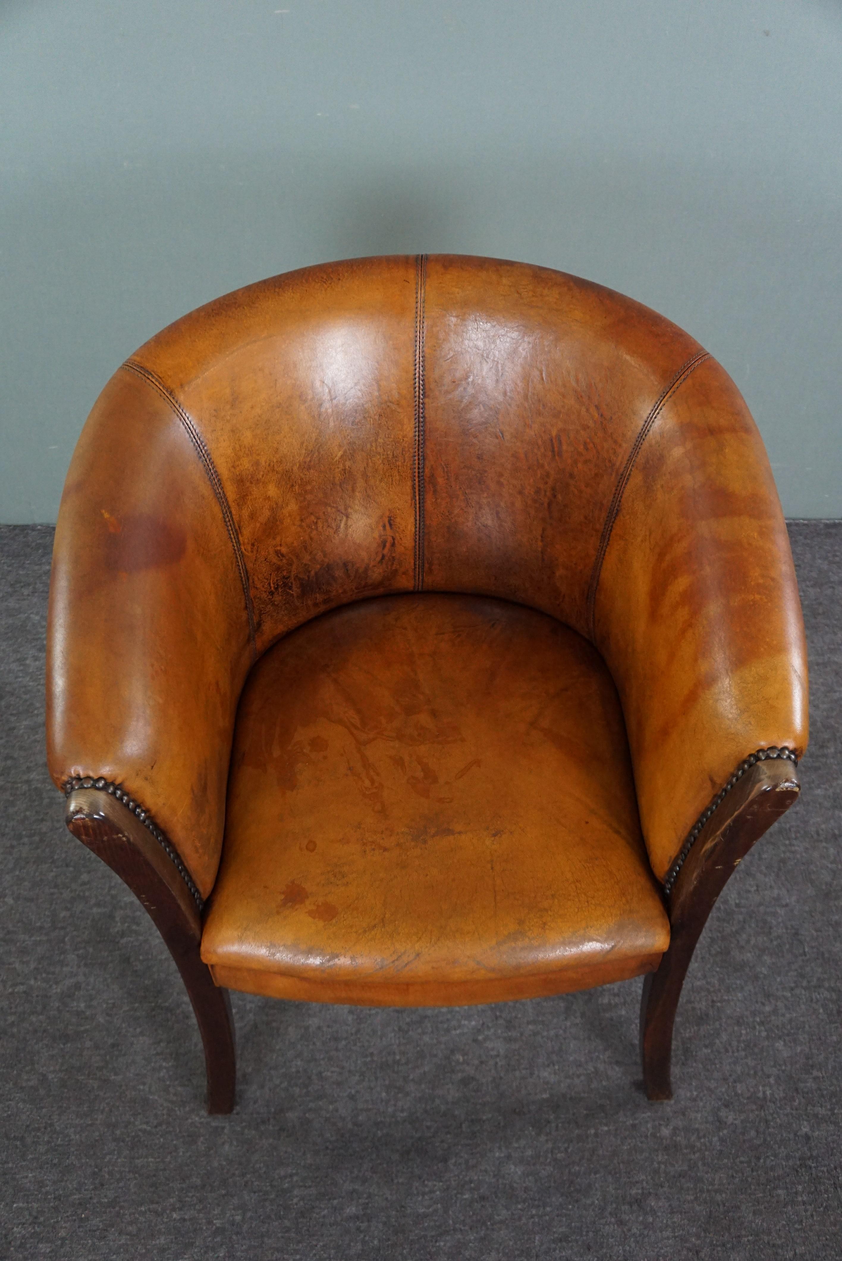 Leather Multifunctional sheepskin side chair/tubchair For Sale