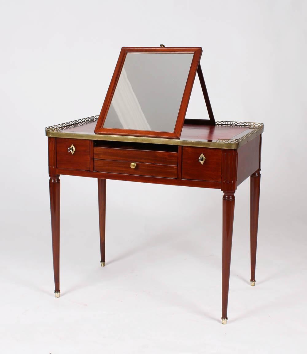 Empire Multifunctional Table, Dressing, Chess, Writing Desk, Mahogany, 19th Century