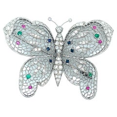 Vintage Multigem Butterfly Diamond Brooch
