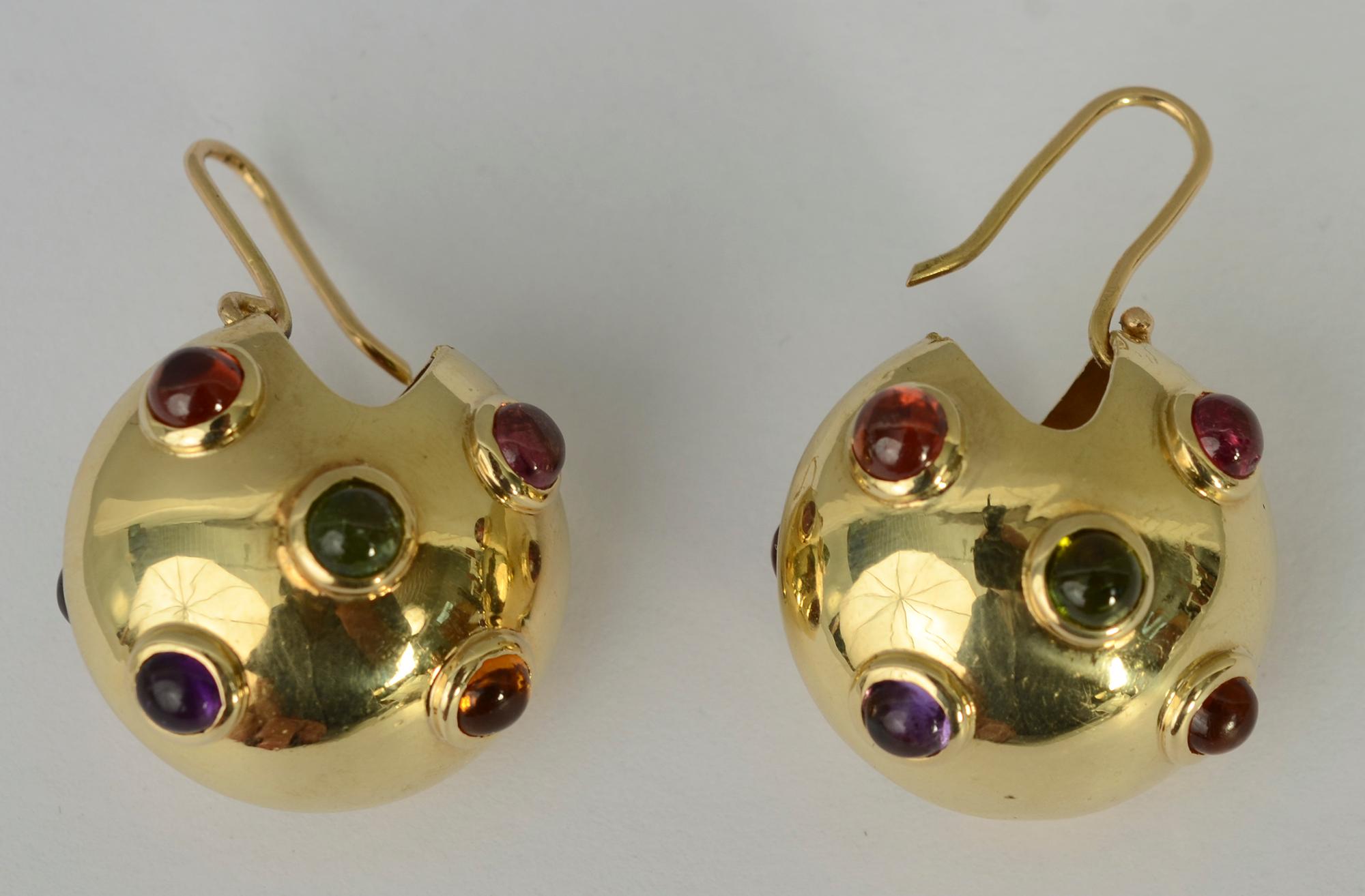 Modern Multigem Circle Hoop Earrings For Sale