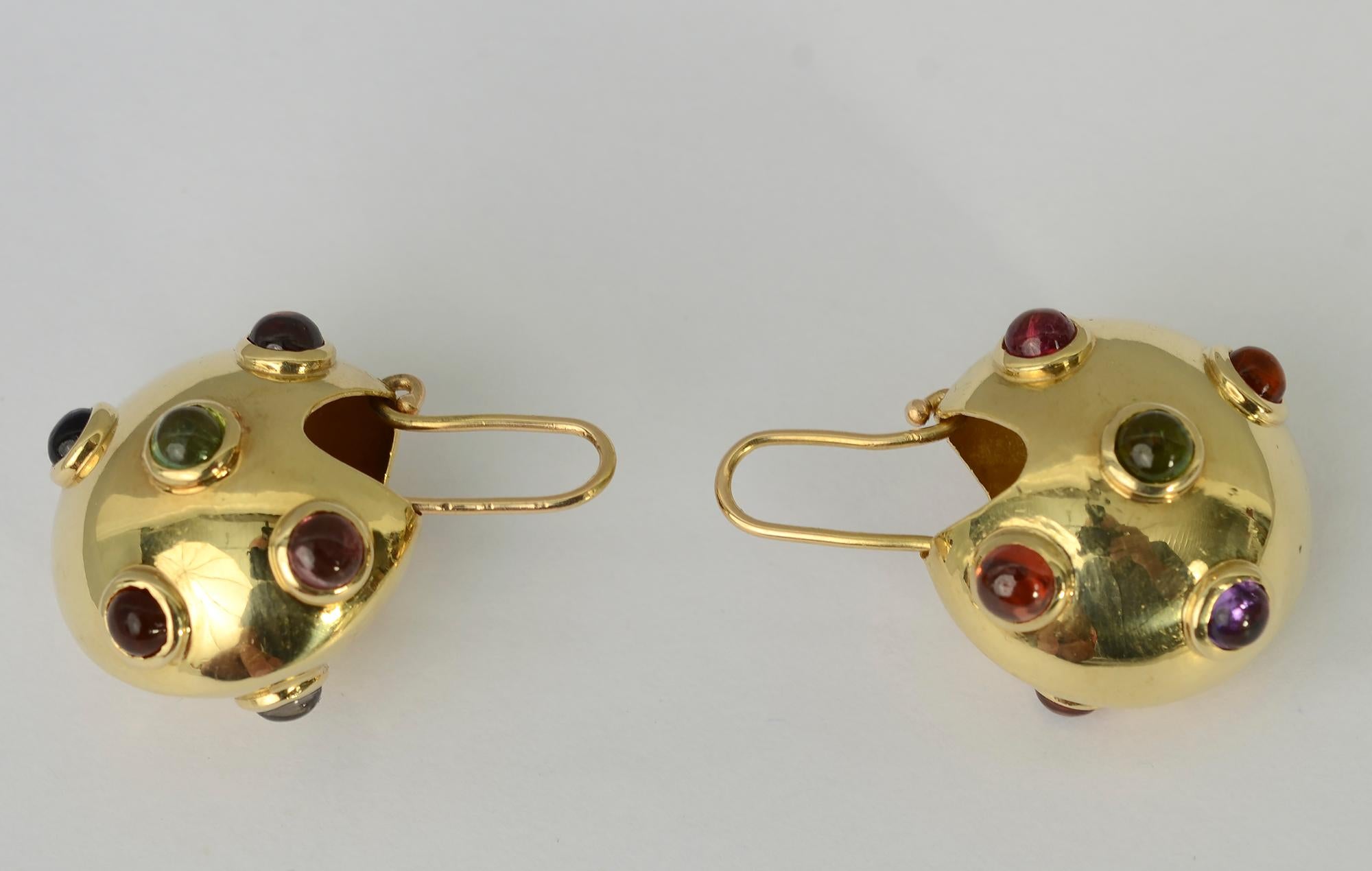 Mixed Cut Multigem Circle Hoop Earrings For Sale
