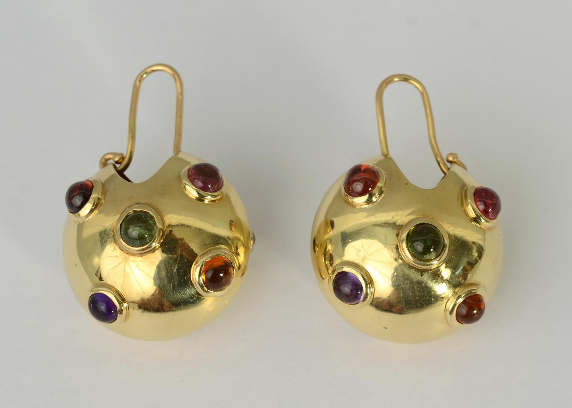 Multigem Circle Hoop Earrings In Excellent Condition For Sale In Darnestown, MD