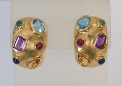 Multigem Half Hoop Earrings