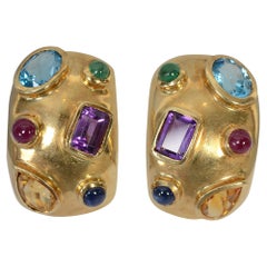 Boucles d'oreilles demi-cercle multigem