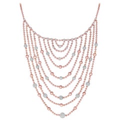 Multilayer Flapper Bib Necklace 7.48 Carat Diamond Necklace in 18 Karat Gold