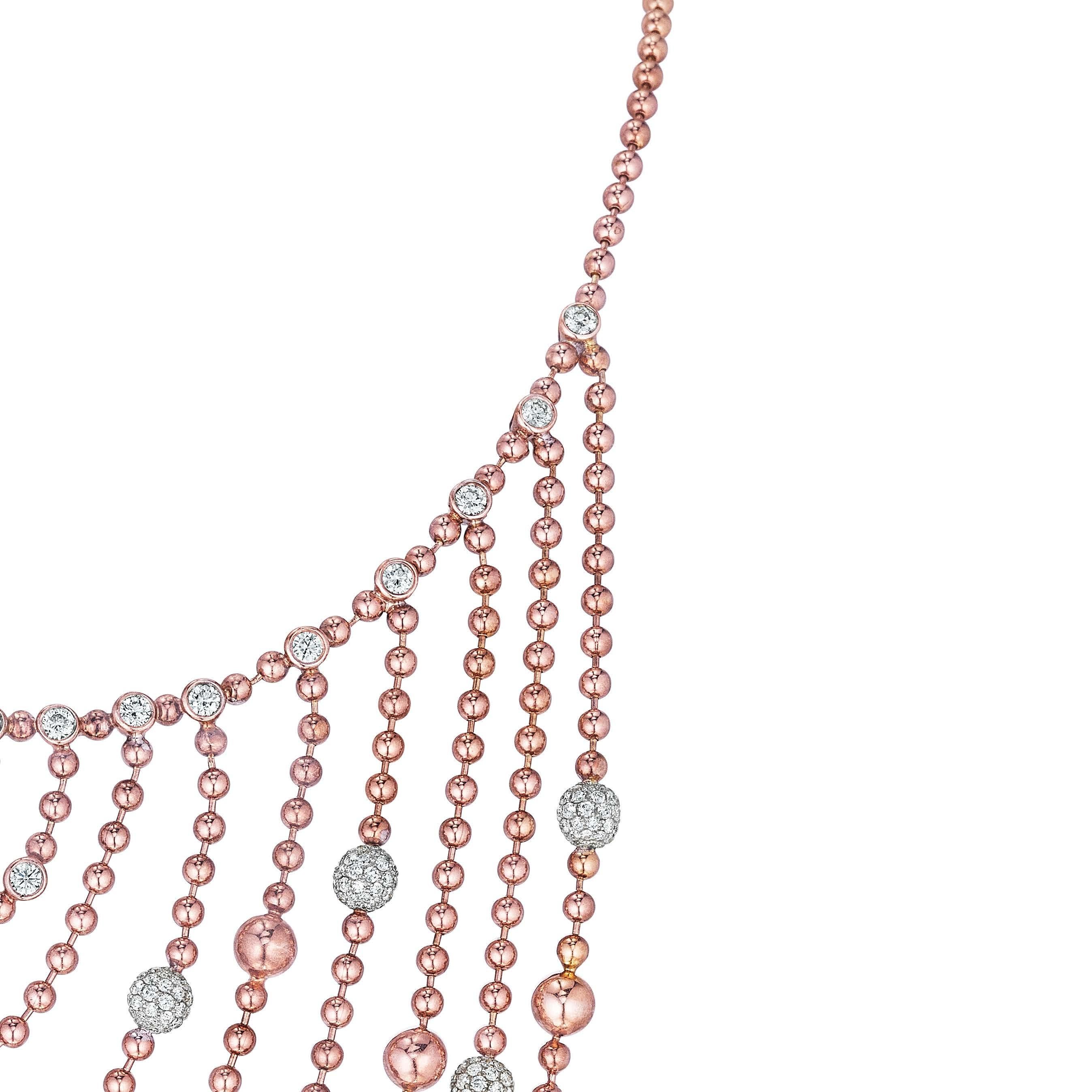 Multilayer Flapper Bib Necklace 7.48 Carat Diamond Necklace in 18 Karat Gold For Sale 1