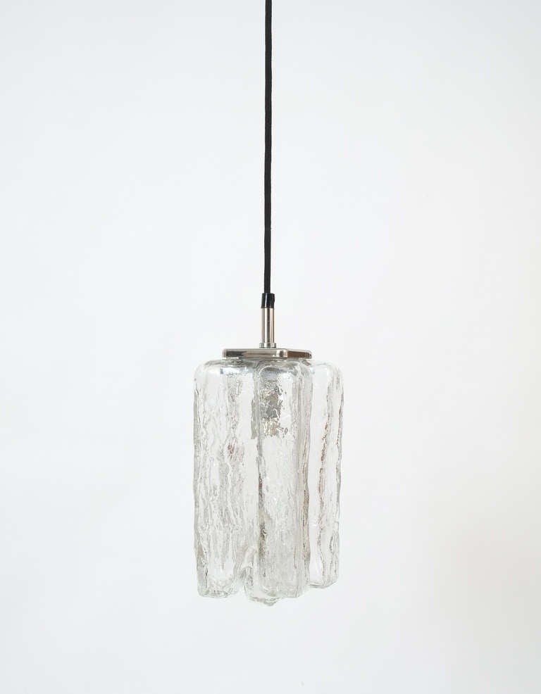 Austrian Kalmar Austria Multiple Clear Glass Pendant Lamps by J.T. Kalmar, circa 1950 For Sale