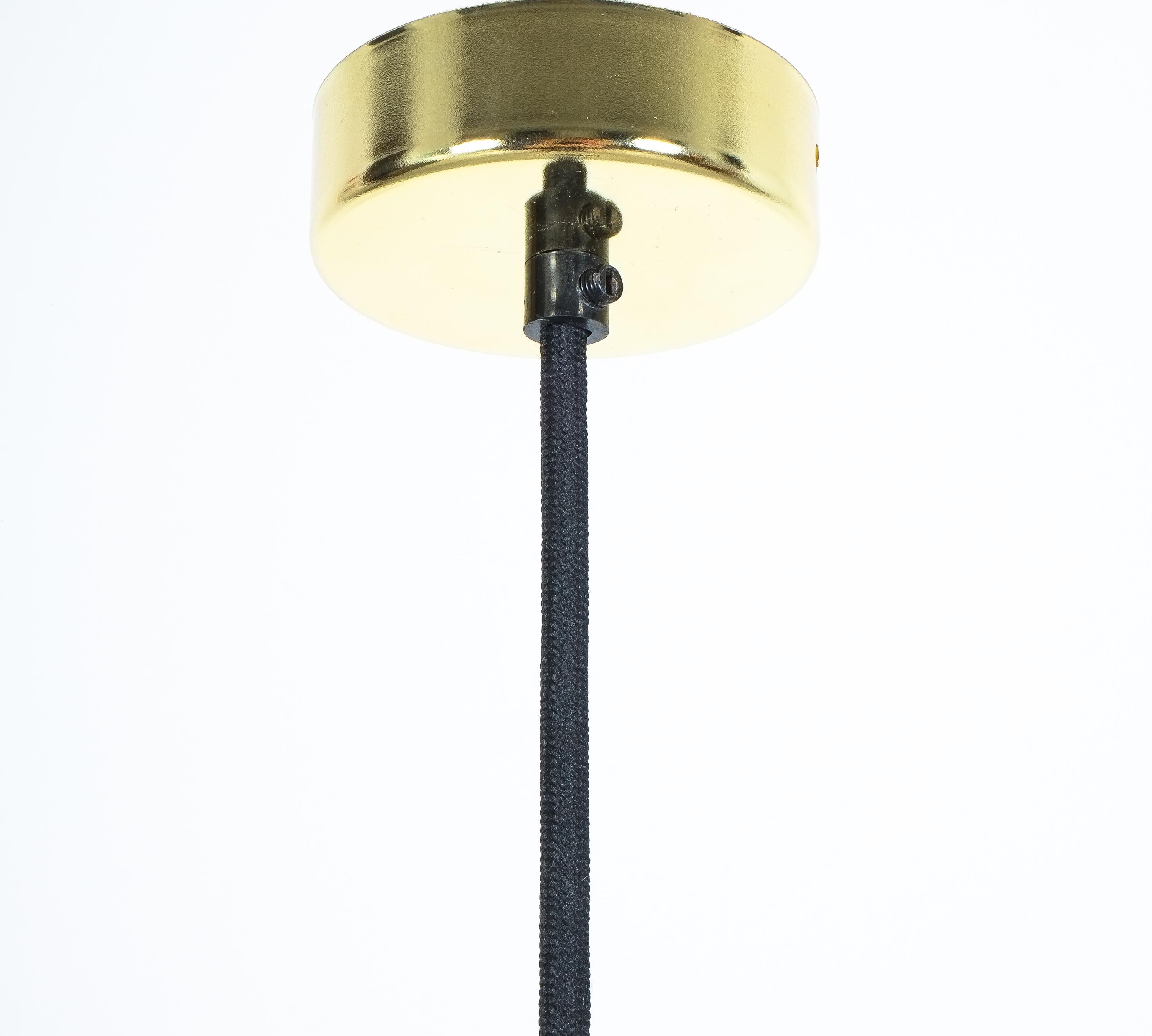Multiple BAG Turgi Glass Brass Globe Pendant Lamps, circa 1960 For Sale 1