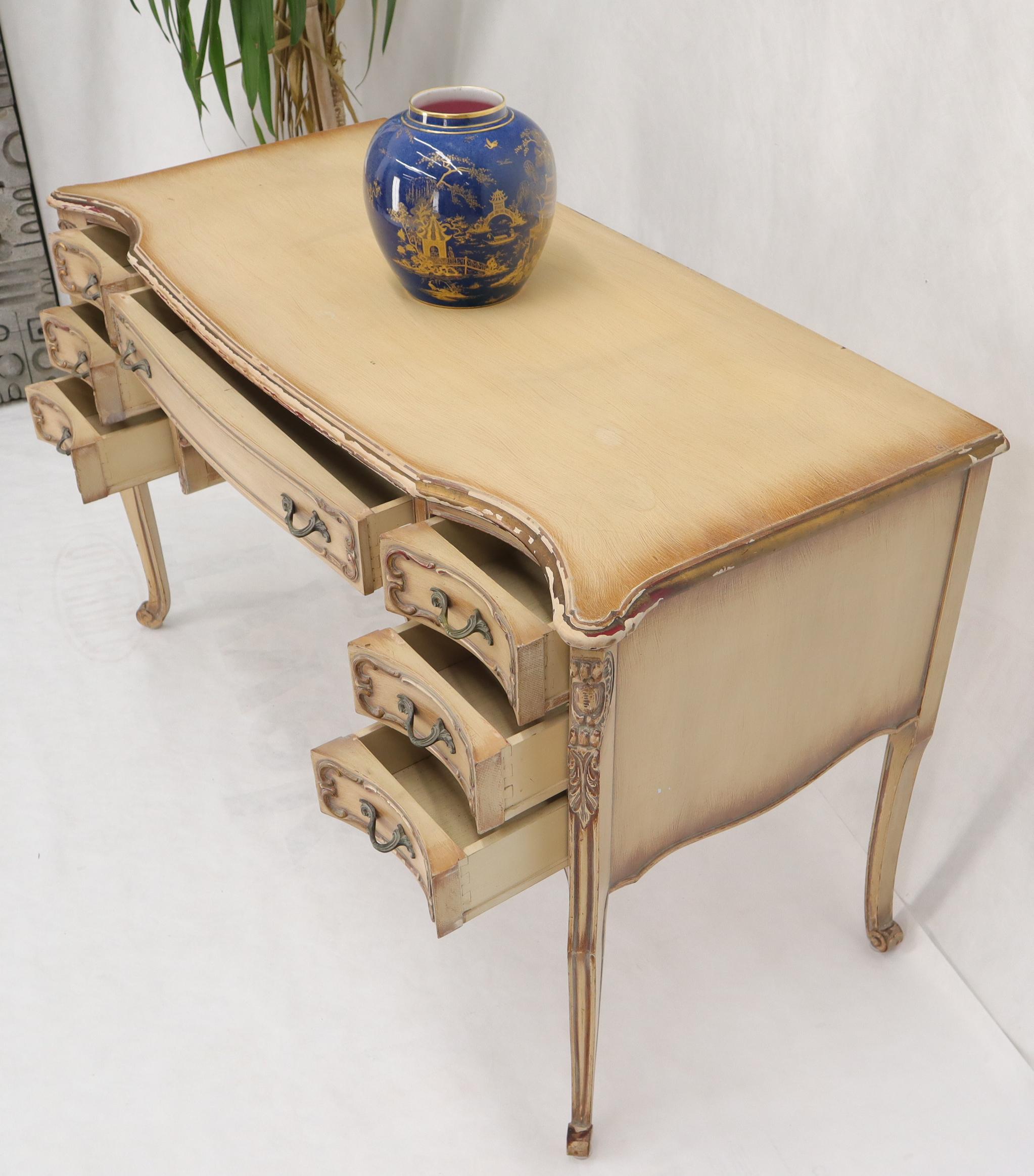 Multiple Drawers French Provincial Shabby Chic Style Desk or Vanity In Distressed Condition In Rockaway, NJ
