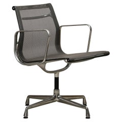 Multiple Eames Aluminum Group EA108 Dining Chairs Charcoal Netweave Mesh, Vitra