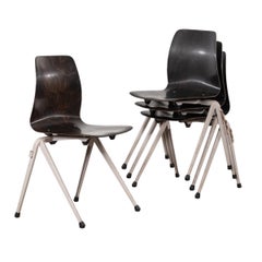 Multiple Galvanitas S20 Stackable Black and Grey Plywood Chairs, Netherlands